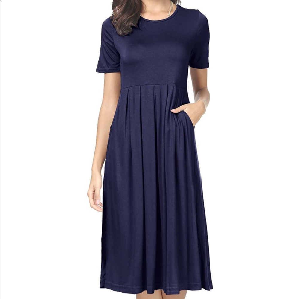 Casual Navy Blue Dress w/ Pockets (M)